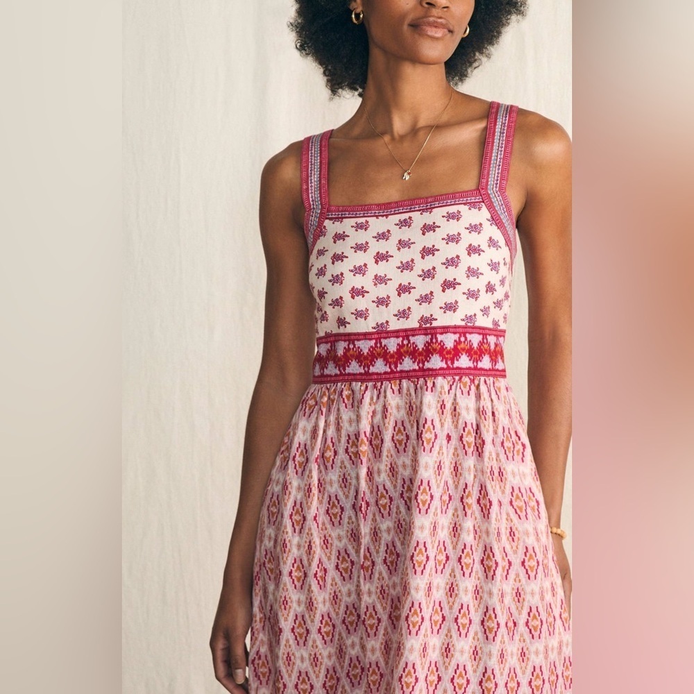 NWT Faherty Gracie Linen Maxi Dress Sz Large $298 MSRP - Picture 2 of 9